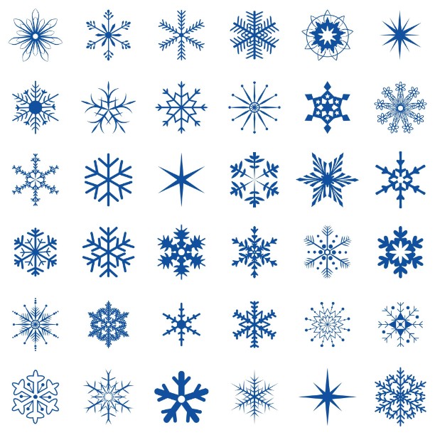 36 Different Snowflakes